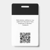 Badge Photo personnalisée de l'employé, code Qr, logo, n (Arrière)