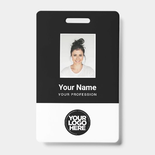 Badge Photo personnalisée de l'employé, code Qr, logo, n (Avant)