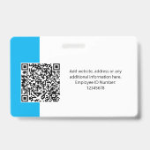 Badge Photo personnalisée de l'employé, code QR, logo, n (Arrière)