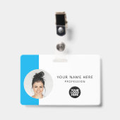 Badge Photo personnalisée de l'employé, code QR, logo, n (Avant avec clip)