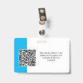 Badge Photo personnalisée de l'employé, code QR, logo, n (Arrière avec clip)
