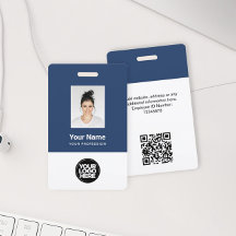 Photo personnalisée de l'employé, code Qr, logo, n