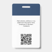 Badge Photo personnalisée de l'employé, code Qr, logo, n (Arrière)