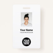 Badge Photo personnalisée de l'employé, code Qr, logo, n (Devant)