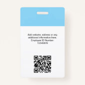 Badge Photo personnalisée de l'employé, code Qr, logo, n (Dos)