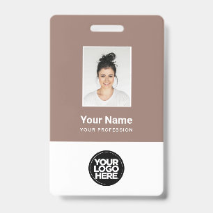 Badge Photo personnalisée de l'employé, code Qr, logo, n