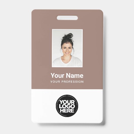 Badge Photo personnalisée de l'employé, code Qr, logo, n (Avant)