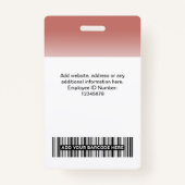 Badge Photo personnalisée de l'employé Dégradé Terracott (Dos)