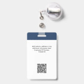 Badge Photo personnalisée de l'employé, logo, nom, code  (Dos avec clip rétractable)