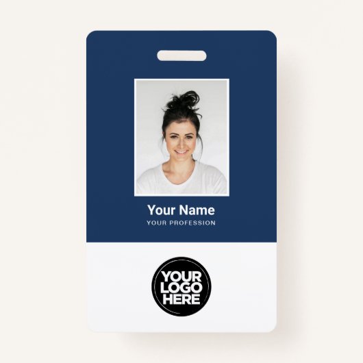 Badge Photo personnalisée de l'employé, logo, nom, code  (Devant)