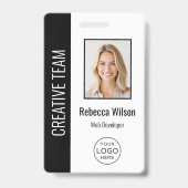 Badge Photo personnalisée de l'employé, logo, nom noir (Avant)