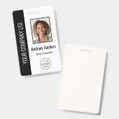 Badge Photo personnalisée de l'employé, logo, nom noir (Avant & arrière)