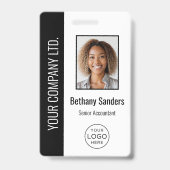 Badge Photo personnalisée de l'employé, logo, nom noir (Avant)