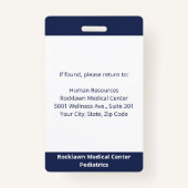 Badge Photo personnalisée de l'employé Marine Blanc Médi (Dos)