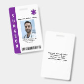 Badge Photo personnalisée de l'employé, nom, code barre, (Avant & arrière)