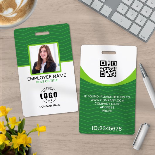 Badge Photo personnalisée Entreprise Employé Code QR Ver