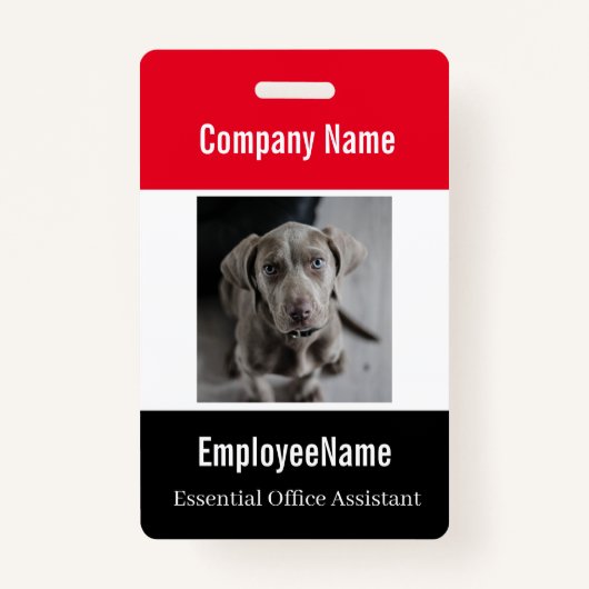 Badge Photo personnalisée - ID de l'employé - Modèle rou (Devant)