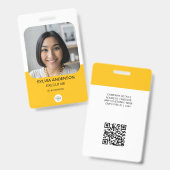 Badge Photo personnalisée jaune Code QR Logo de l'employ (Avant & arrière)
