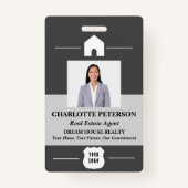 Badge Photo personnalisée unique et logo Nom immobilier (Devant)