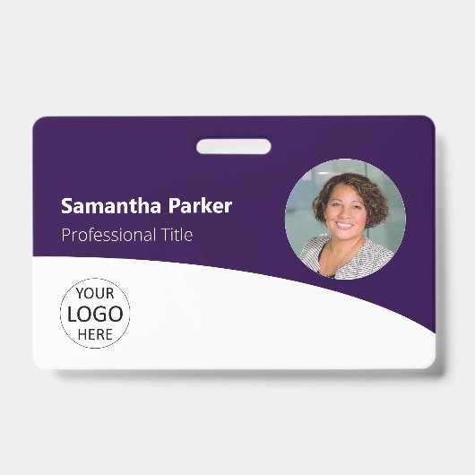 Badge Photo Personnelle, Logo, Code-Barre, Nom (Avant)