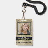 Badge Photo Professionnel de Style - Or (Avant avec lanière)