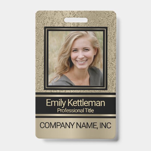 Badge Photo Professionnel de Style - Or (Avant)