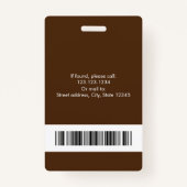 Badge Photo professionnelle moderne blanche et Brown des (Dos)