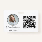 Badge Photo professionnelle QR Code Carte de visite blan (Devant)