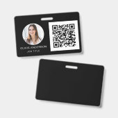 Badge Photo professionnelle QR Code Carte de visite blan (Avant & arrière)
