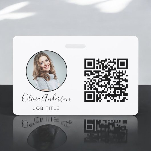 Badge Photo professionnelle QR Code Carte de visite blan