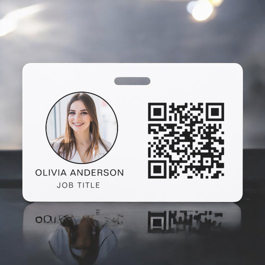 Badge Photo professionnelle QR Code Carte de visite blan