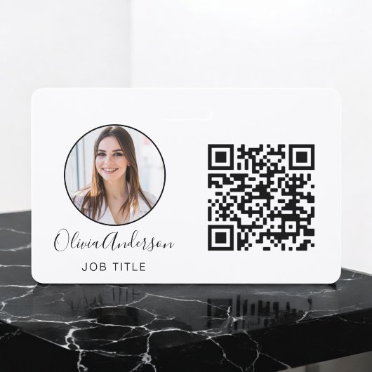Badge Photo professionnelle QR Code Carte de visite blan