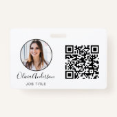 Badge Photo professionnelle QR Code Carte de visite blan (Devant)