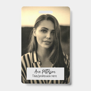 Badge photo professionnelle QR site email social moderne