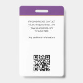 Badge Photo publique notaire professionnelle Code QR Cod (Dos)