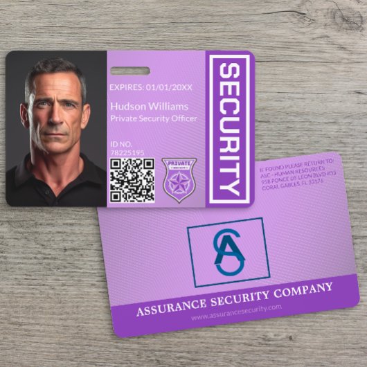 Badge photo Purple Custom Security Guard