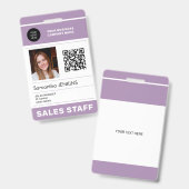Badge Photo QR CODE logo de l'entreprise nom de l'employ (Front & Back)