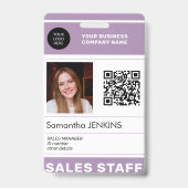 Badge Photo QR CODE logo de l'entreprise nom de l'employ (Front)