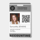 Badge Photo QR CODE logo de l'entreprise nom de l'employ (Front)