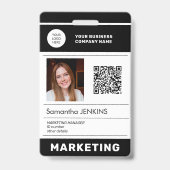 Badge Photo QR CODE logo entreprise employé ID (Front)