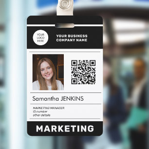 Badge Photo QR CODE logo entreprise employé ID