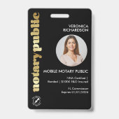 Badge Photo ronde Noir Rétro Or Professionnel (Front)