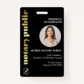 Badge Photo ronde Noir Rétro Or Professionnel (Devant)