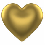 Badge Photo Sculpture Coeur de l'épine d'or<br><div class="desc">Broche de sculpture en acrylique avec l'image d'un coeur d'or. Voir le porte - clé,  l'aimant et l'ornement de sculpture en acrylique assortis. Consultez la collection de boutons et de poupées de la Saint-Valentin dans la catégorie ACCESSOIRES de la section VACANCES.</div>