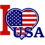 Badge Photo Sculpture Épingle du drapeau cardiaque américain<br><div class="desc">Un vecteur (pour l'impression de haute qualité) graphique d'un Coeur forme American Flag et le texte que j'aime les Etats-Unis sur une variété de produits.</div>