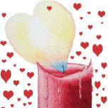 Badge Photo Sculpture heart shaped flame red candle<br><div class="desc">This romantic heart shaped flame and red candle illustration was inspired when I was watching a red candle melt down, I painted the red melting wax that's running down the side of the candle heart shaped, and the colourful flame is also heart shaped to represent romantic and passionate burning Love...</div>