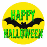 Badge Photo Sculpture Jewelry - Pin - Batty "Happy Halloween"<br><div class="desc">Made of acrylic with a metal back pin, this terrific graphic makes a spectacularly bold holiday accessory. Cut to the shape of the design, it's a unique piece of jewelry that can be used in the lapel or to secure a tie or scarf. Add a fabulous pop of color to...</div>