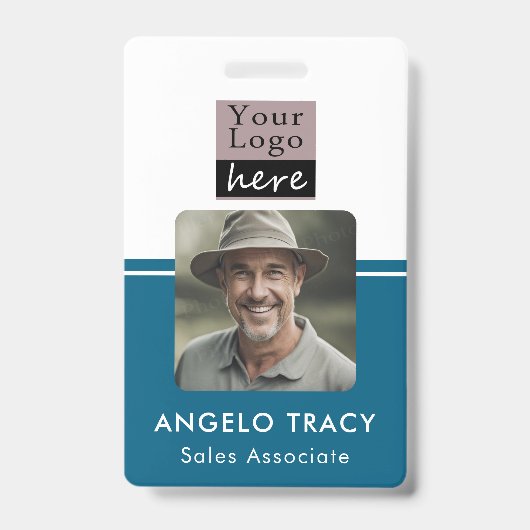 Badge photo simple avec logo d'entreprise (Avant)