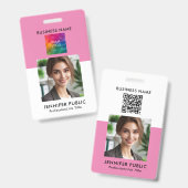 Badge Photo simple personnalisée de l'employé Code QR Lo (Avant & arrière)