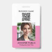 Badge Photo simple personnalisée de l'employé Code QR Lo (Arrière)